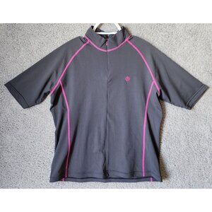 Coolibar Women's Short Sleeve 1/4 Zip Mock Neck Athletic Top UPF 50+ Gray Size L